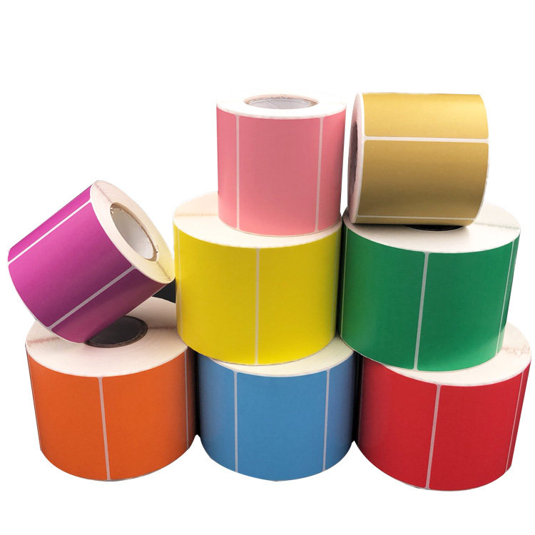 彩色贴标签可粘手写铜版绿蓝黄绿蓝纸红标签不干胶标签打印纸