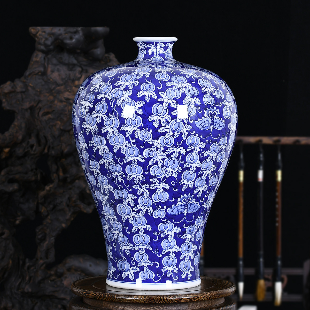 景德镇陶瓷器仿古手绘青花瓷大花瓶中式客厅家居家居装饰花瓶