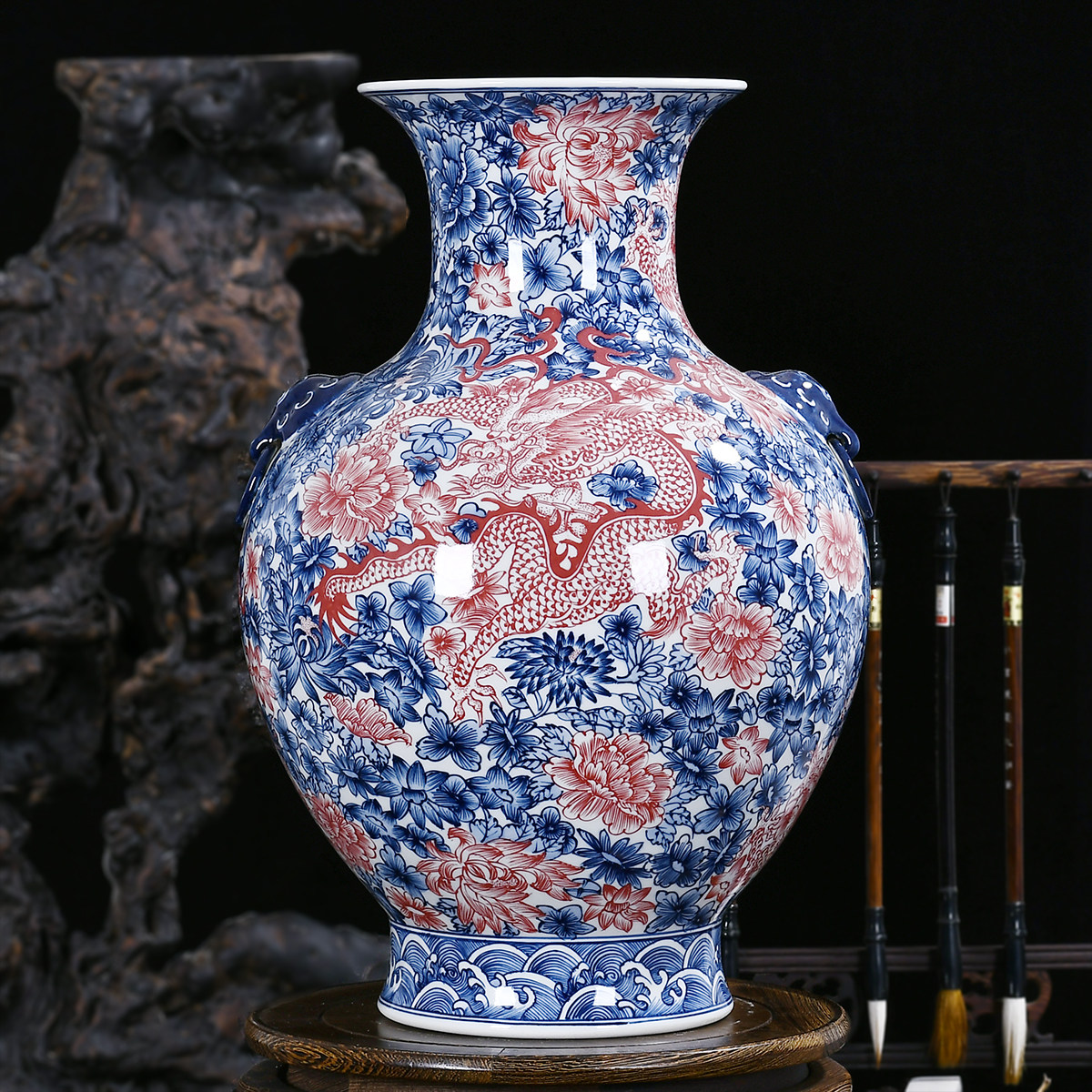 景德镇陶瓷器手绘复古仿古青花瓷花瓶中式家居家居装饰花瓶