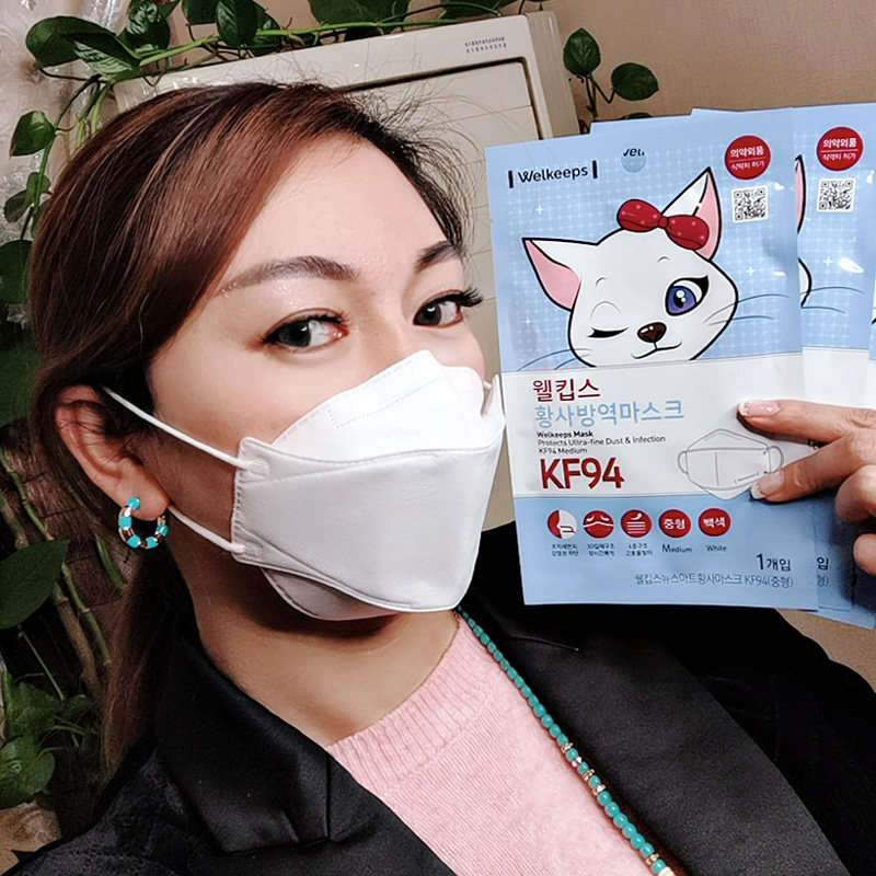 welkeeps卫可适中白色女士韩国kf94口罩3d立体口罩