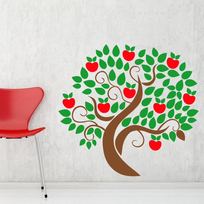 苹果树 幼儿园亲子乐园教室卡通树贴纸 儿童房餐厅沙发背景墙贴