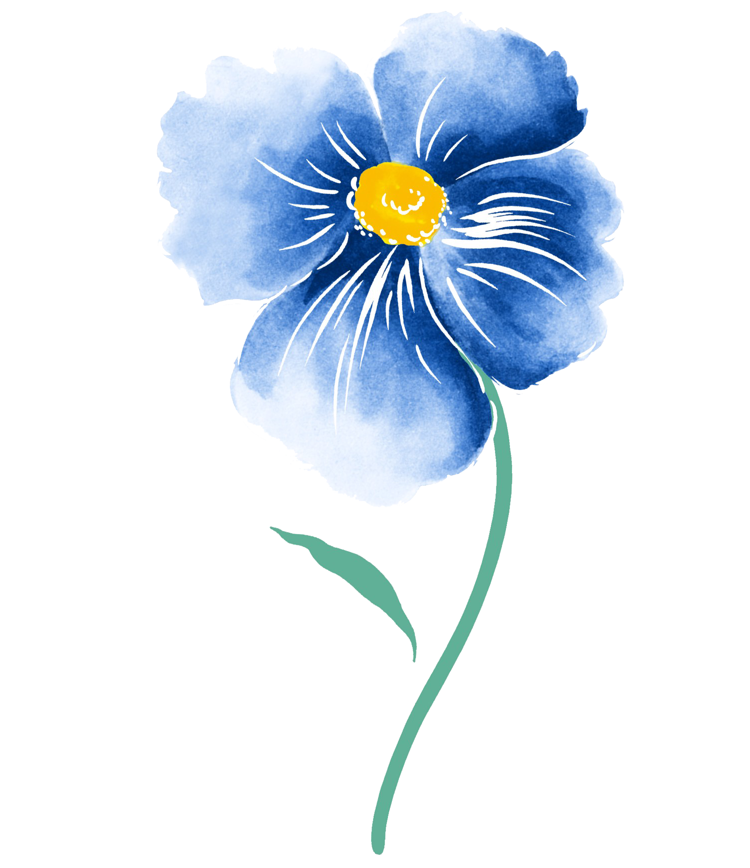 花卉手绘抽象蓝色梦幻唯美春天花朵海报设计png免扣设计素材