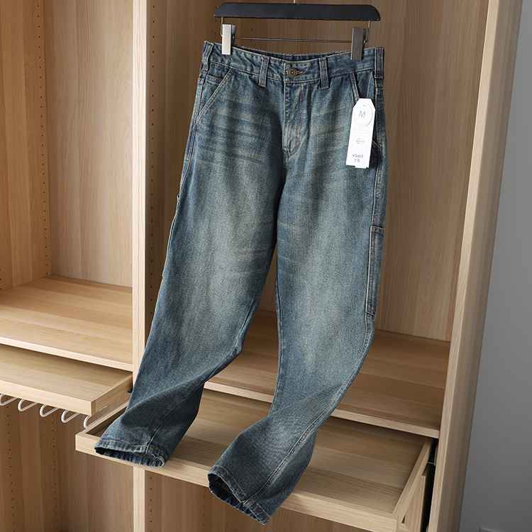 潮流老爹裤！外贸原尾单尾货剪标复古锥形牛仔裤宽松长裤子男裤