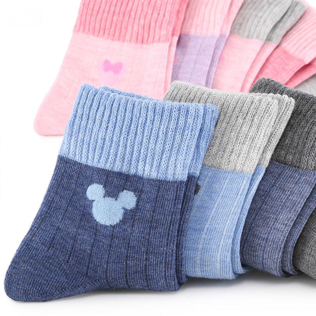 5双装迪士尼儿童袜子纯棉秋冬男女女童学生幼儿儿童袜子016岁