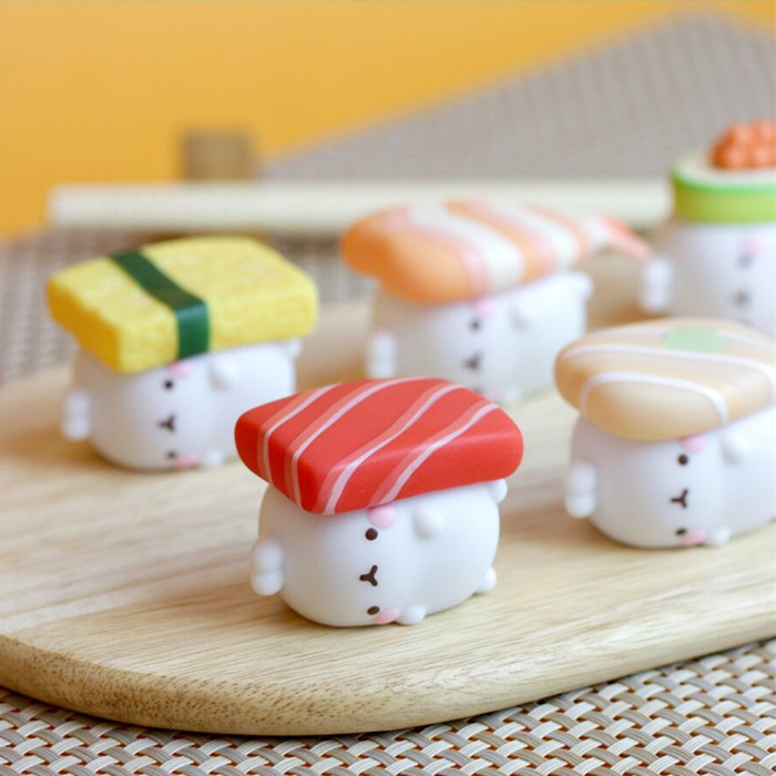 现货韩国正版molang兔盲盒日式三文鱼寿司土豆手办潮玩盲盒