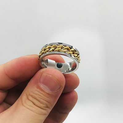 开啤酒戒指网红同款可旋转动链条女潮男情侣时尚单身钛钢开瓶指环