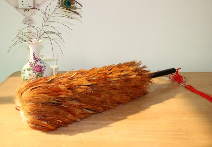 吴氏掸坊鸡毛掸子鸡毛扫家用车用结婚用除尘掸公鸡脖毛厚实美观