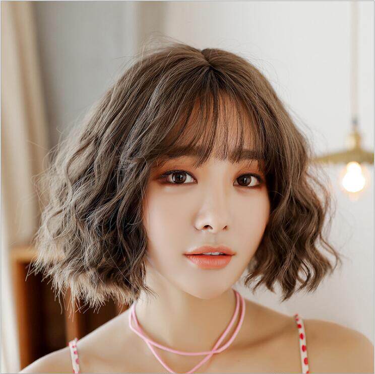 假发韩国女薄刘海玉米短卷发日系泡面面卷bobo日常整顶假发