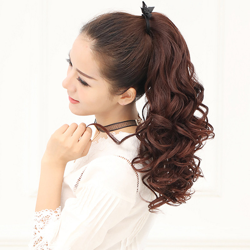 假发马尾韩国系带绑式中长长卷发辫蓬松自然马尾