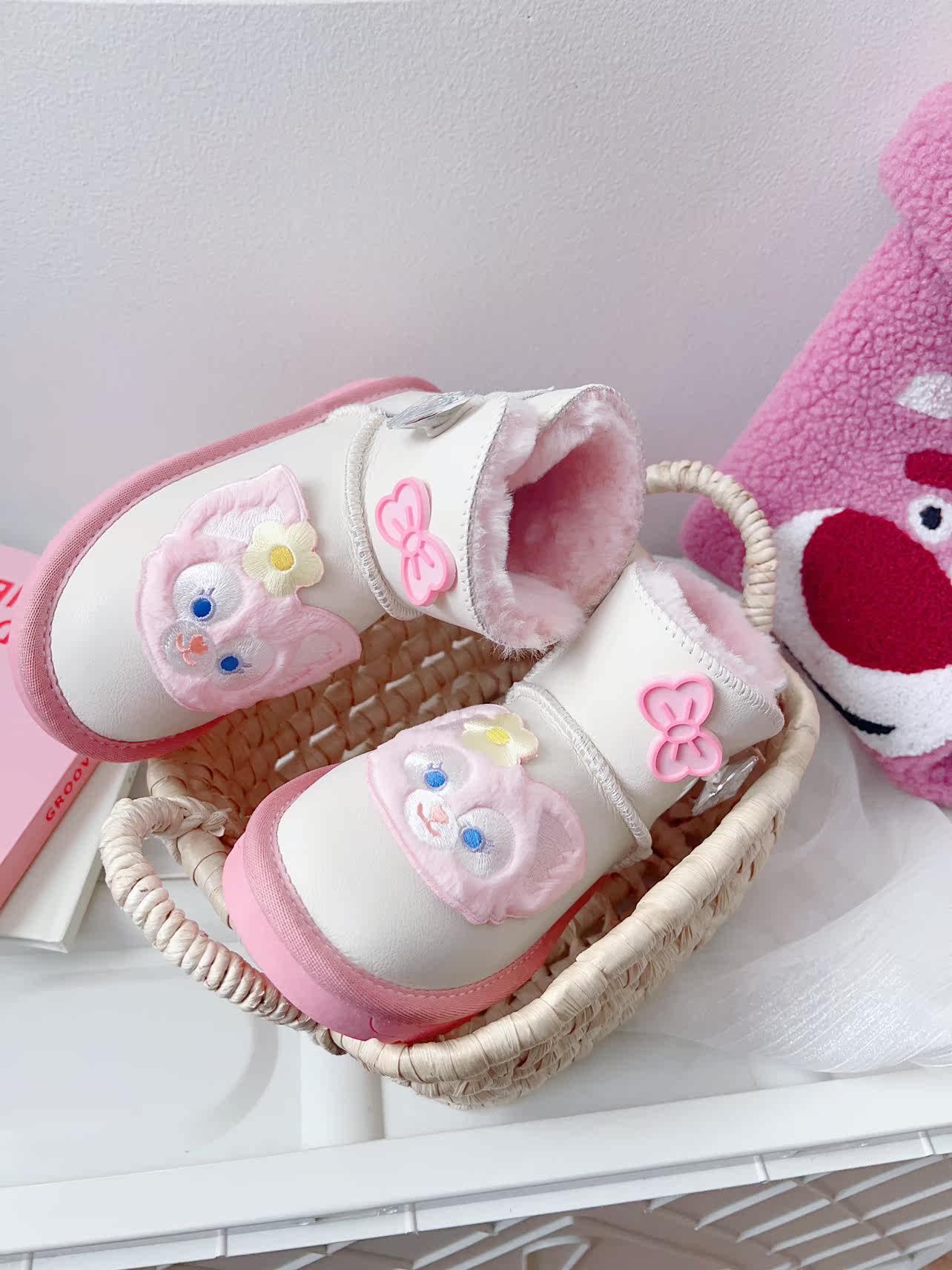 女童雪地2022冬季粉色贝儿公主加绒加厚防滑雪地靴