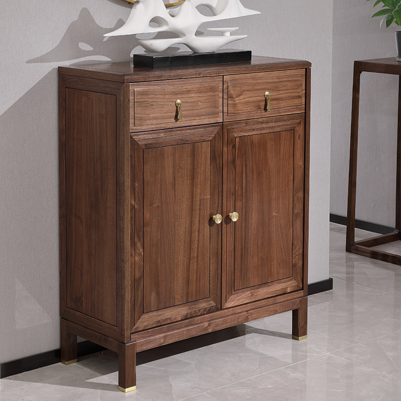 鞋柜北美进门门厅入户靠墙玄关实木中式新中式鞋柜