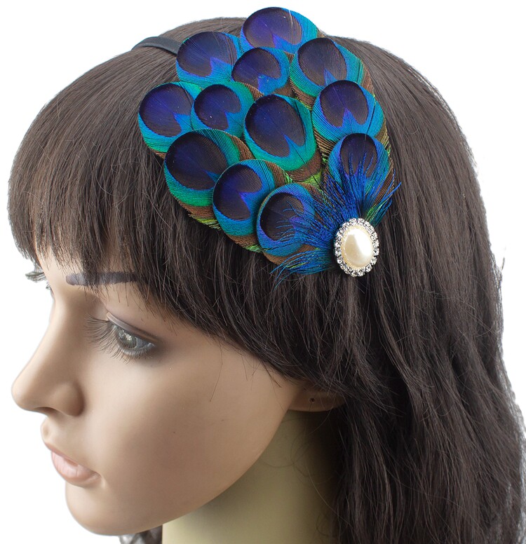 欧美流行发饰孔雀孔雀羽羽毛头饰民族风发卡淑女发饰