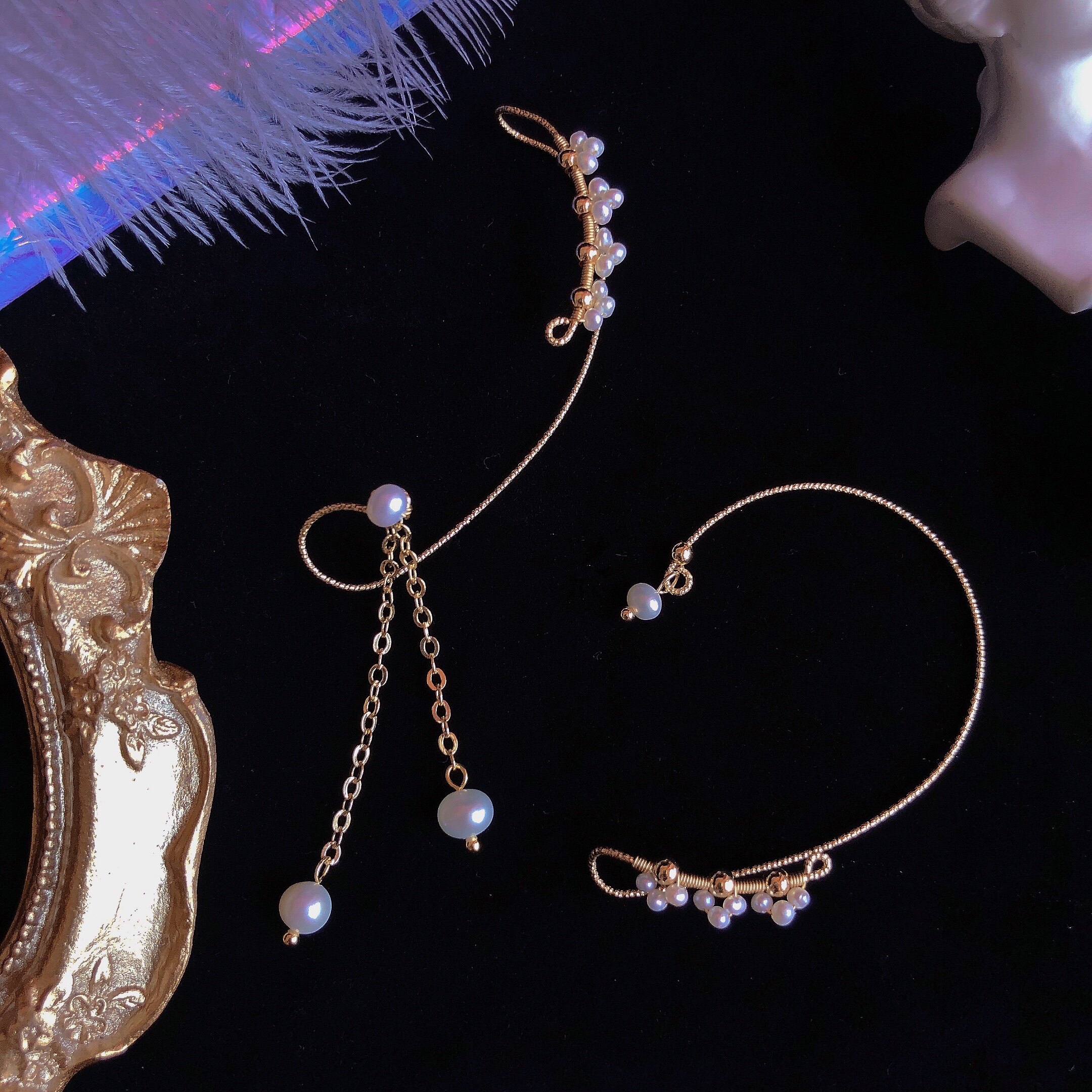 珍珠耳挂无耳洞超高级耳饰新款小众设计耳夹耳环