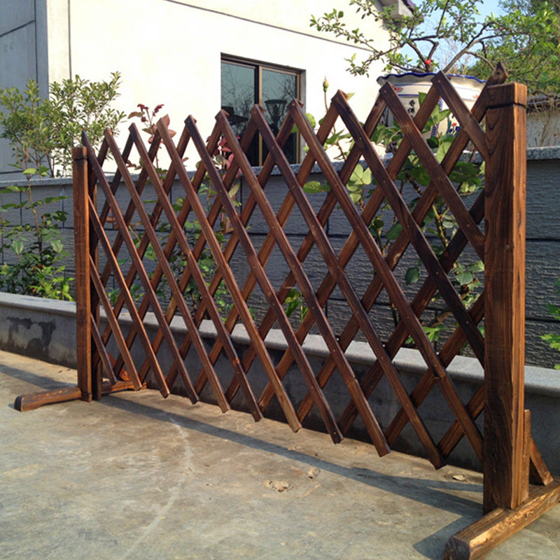 园艺用品木质伸缩拉网碳化木防腐木栅栅栏围栏大型篱笆