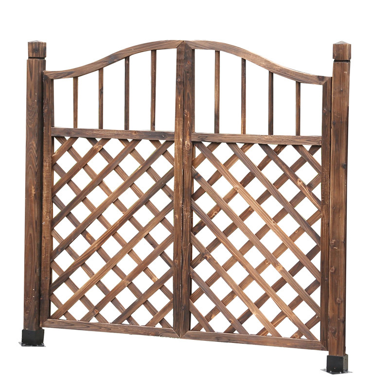 防腐炭化木篱笆栅栏门户外园艺乡村田园网格围栏花园门双开门