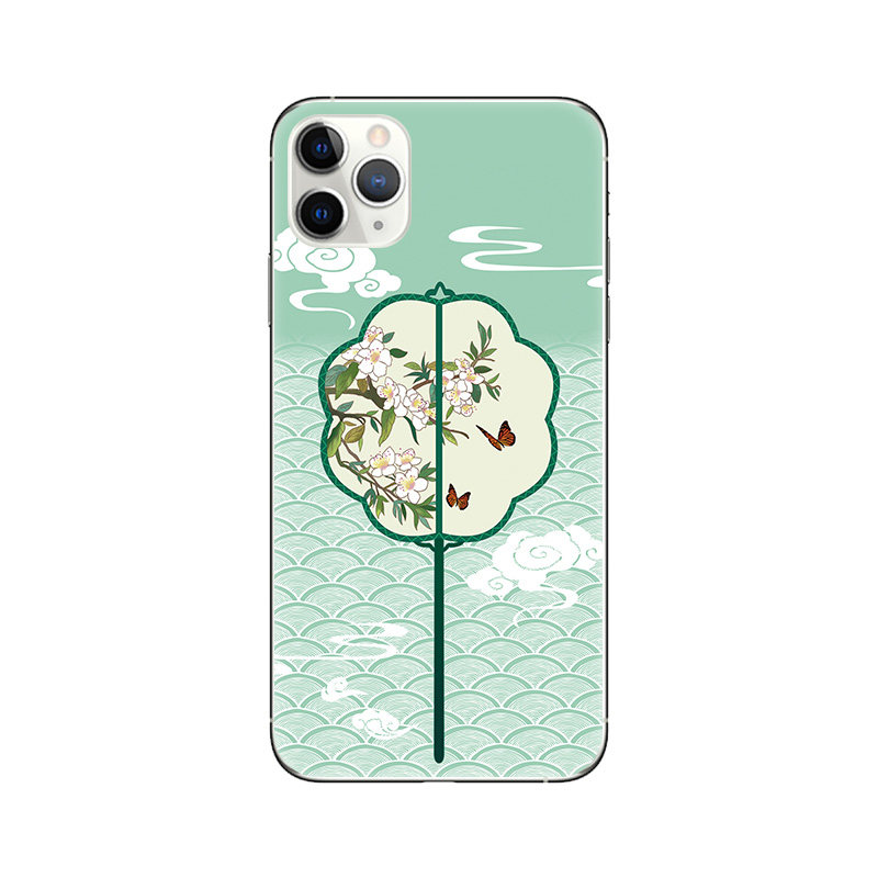 小清新中国国风古风团扇扇子适用iphone11苹果11promax手机保护套