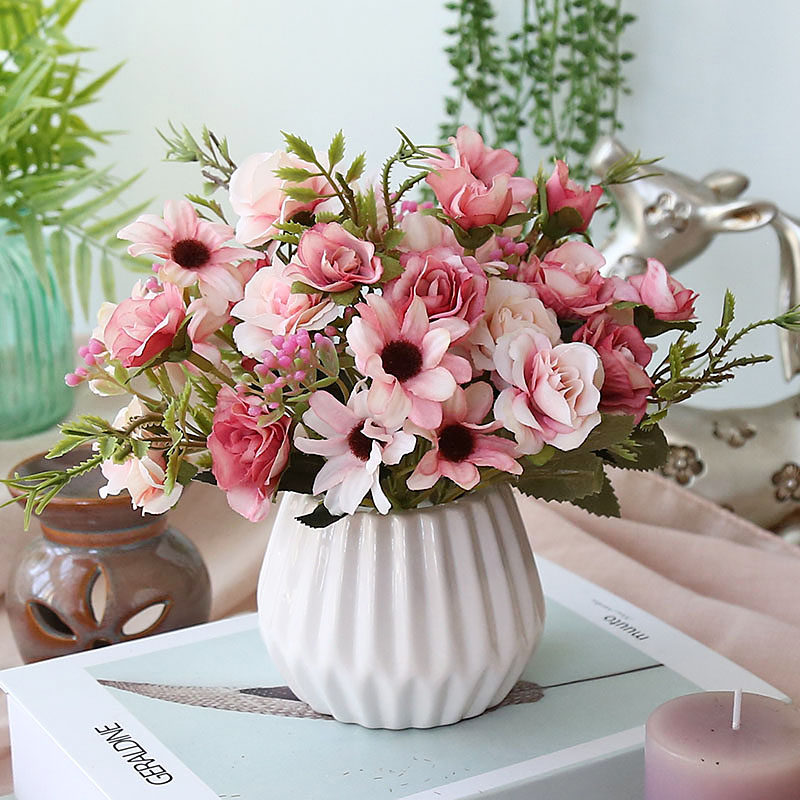 假花装饰小盆栽卧室摆设塑料迷你干花束摆件客厅室内插花仿真花艺