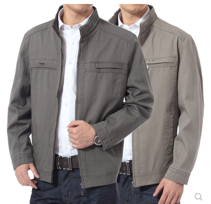 爸爸秋装外套中年男士纯棉上衣服40岁50中老年人春秋爷爷休闲夹克