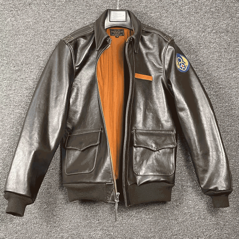 经典a2空军飞行夹克马皮美女背画帅气真皮皮衣