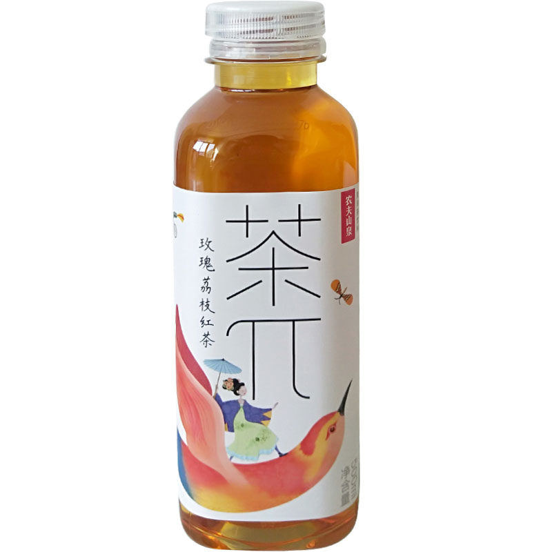 农夫山泉茶兀饮料茶派果味饮品玫瑰荔枝红茶味500ml15瓶整箱