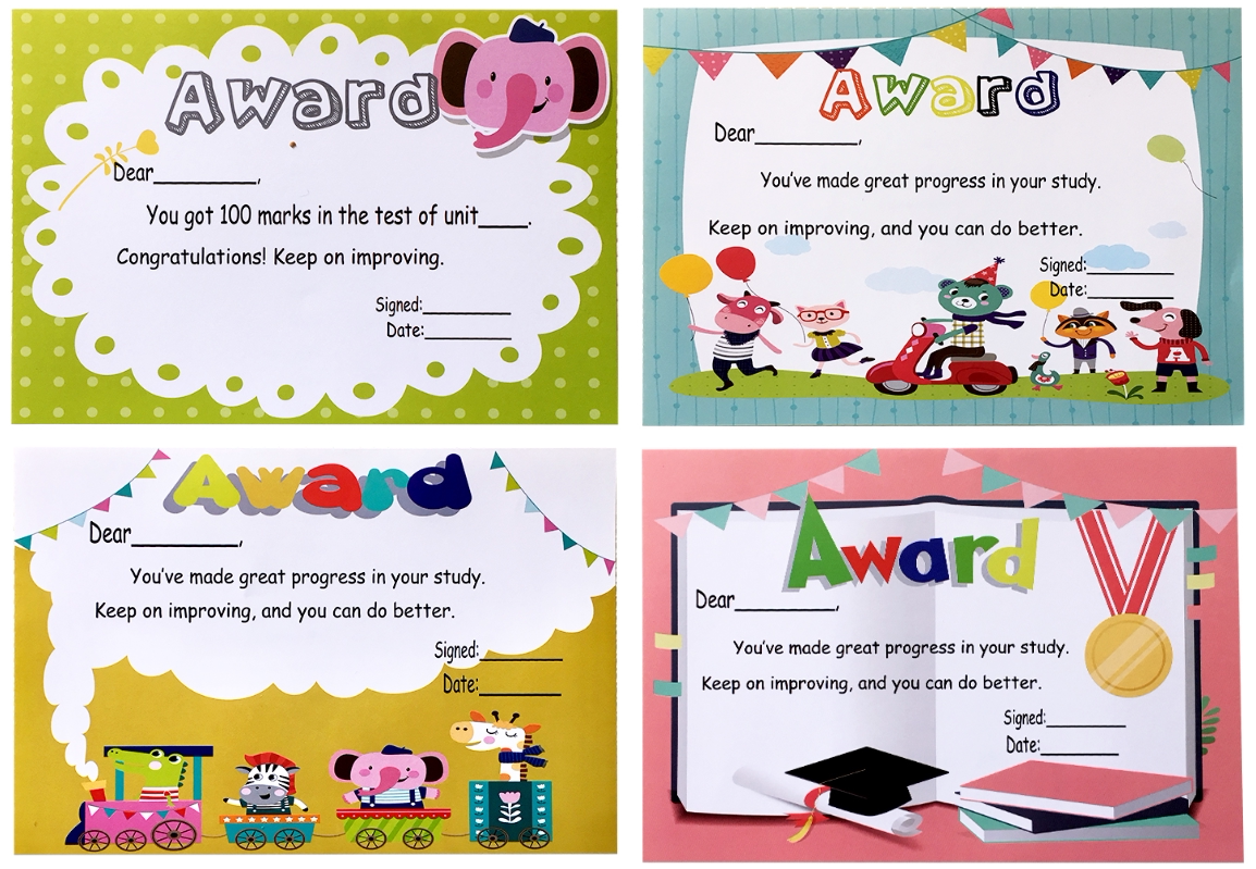 新款a5小学生英语表扬信英文奖状奖励证书进步奖状