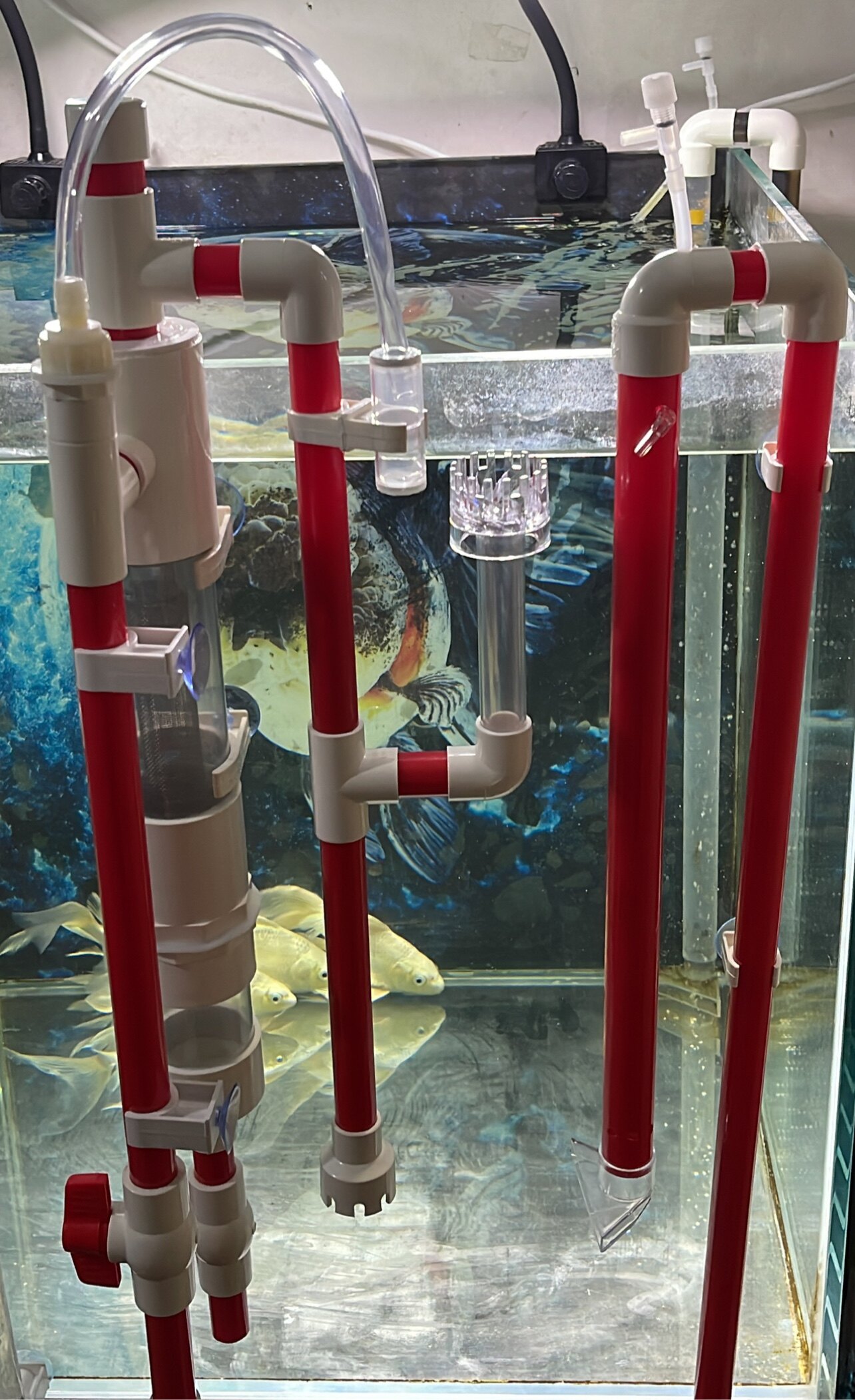 鱼缸底滤系统虹吸管件马桶直径不打打孔鱼便过滤设备