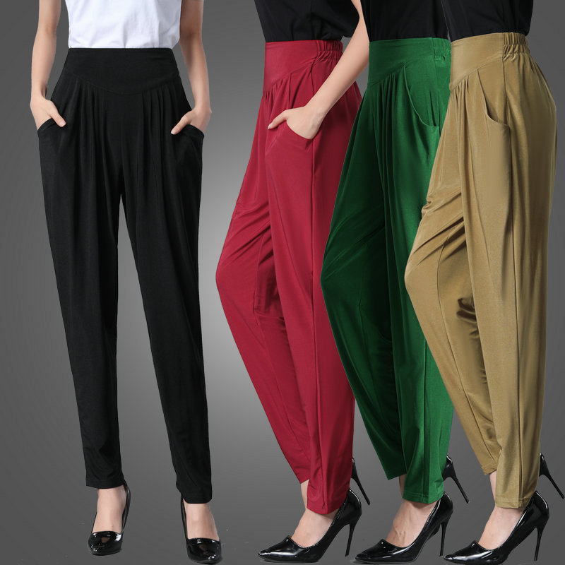 裤子夏韩版宽松高腰哈伦裤大码显瘦小脚长裤百搭休闲九分萝卜裤春