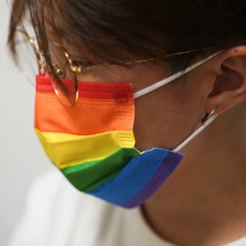 rainbowpride六色彩虹防尘一次性口罩lgbt透气防晒时尚口罩