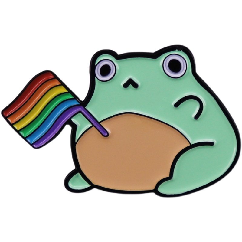 rainbowpride彩虹旗青蛙胸针同性恋徽章青年动漫卡通休闲lgbt胸针