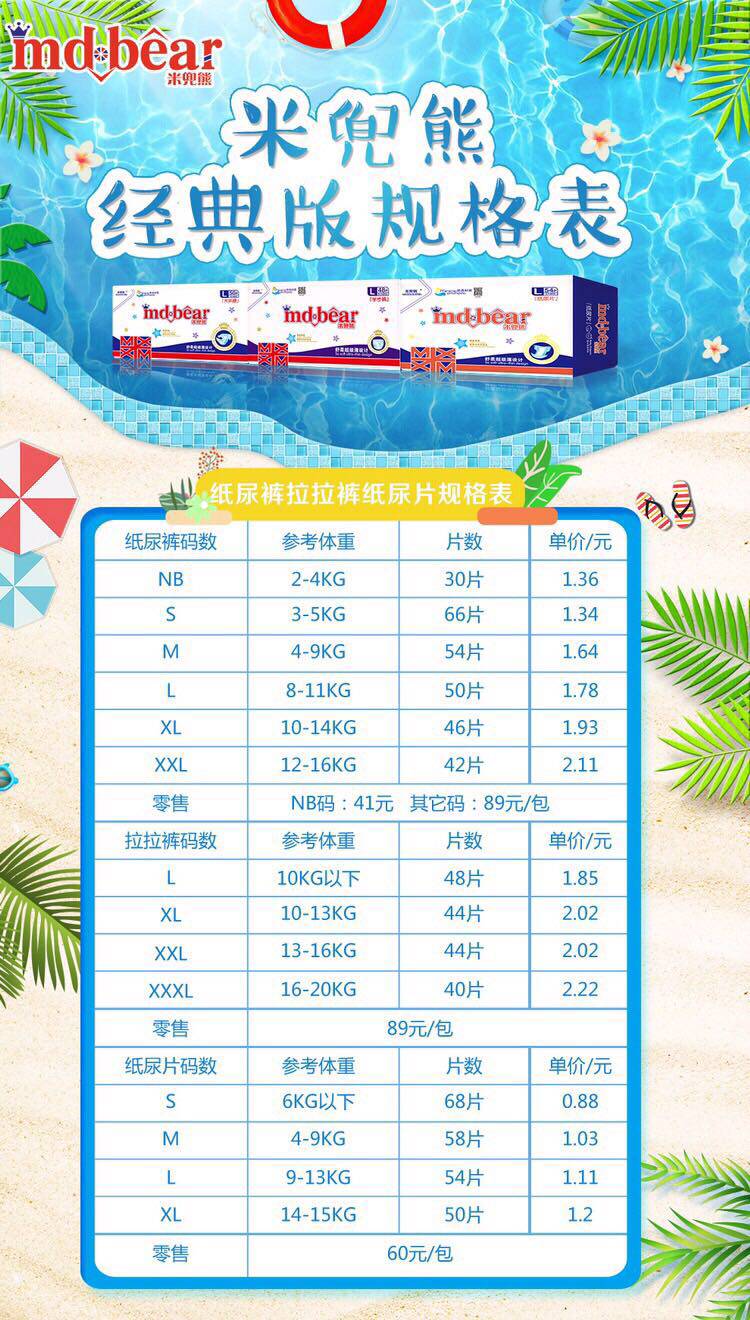 德国米兜熊纸尿拉拉裤尿不尿片超薄smlxlxxlxxxl拍下备注纸尿裤