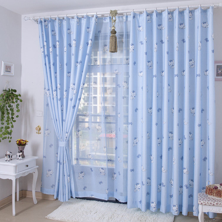 儿童房卡通印花窗帘窗纱 小孩房遮光布料 让宝宝更快乐 特价定做