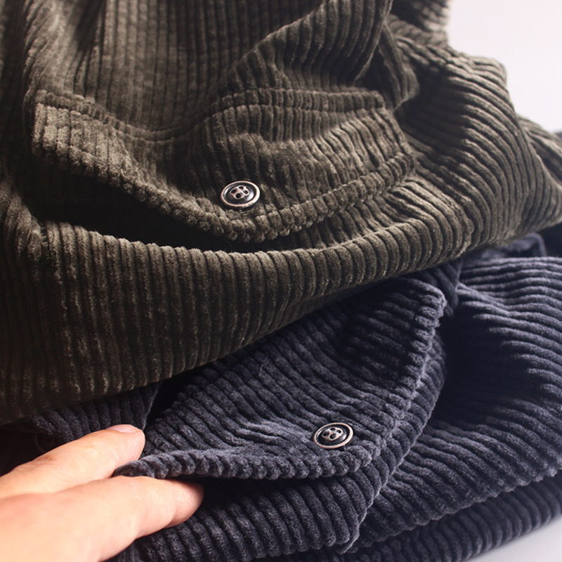 粗犷条纹灯芯绒美式休闲风男士宽松版型灯芯绒休闲衬衫外套V258