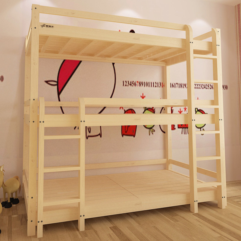 全实木上下铺成人多功能儿童高低双三三层床带高低