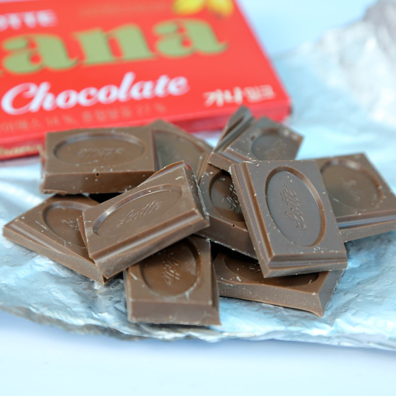 加纳巧克力乐天70g板状韩国进口口红牛奶休闲牛奶巧克力