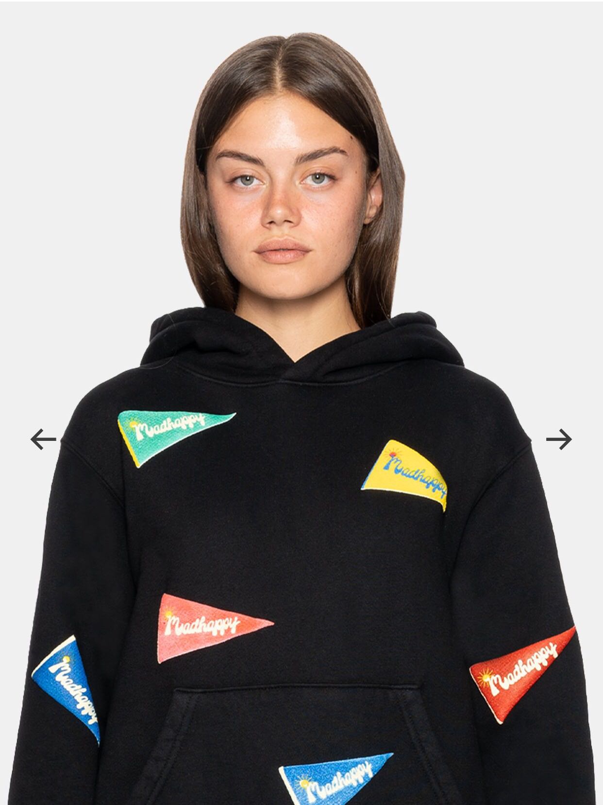 madhappy小三角三角形旗子标志志连帽衫黑色卫衣男女士卫衣
