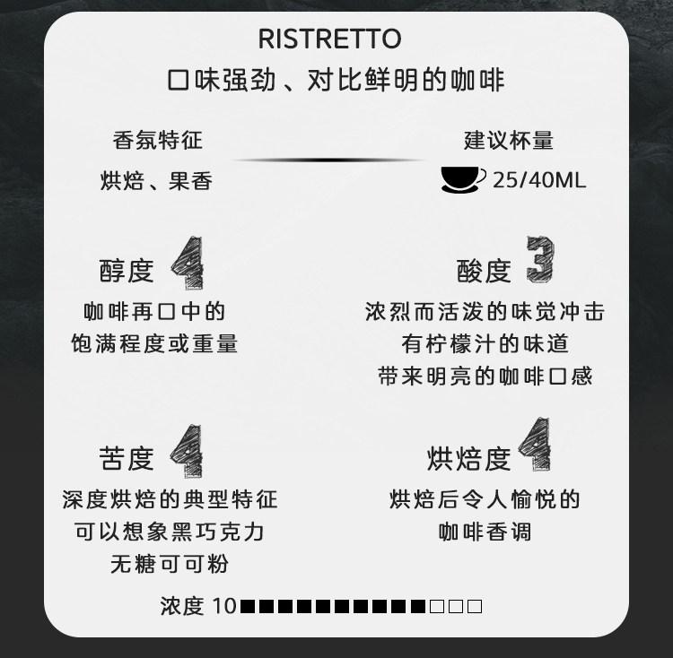 nespresso雀巢咖啡胶囊ristretto芮斯崔朵1号10粒胶囊咖啡