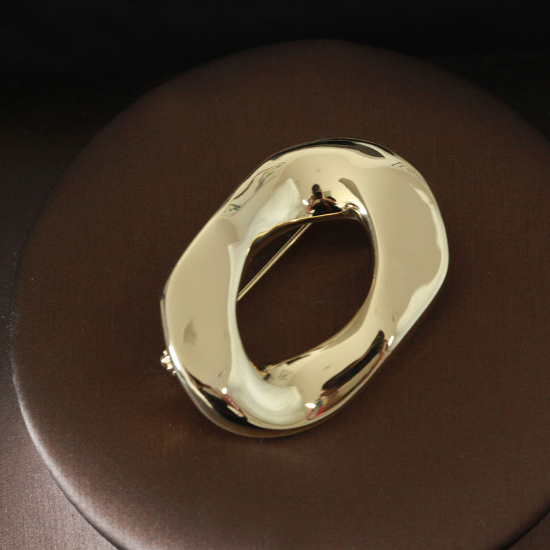 时尚ins胸针金属质感简约镀金椭圆胸花西装胸针