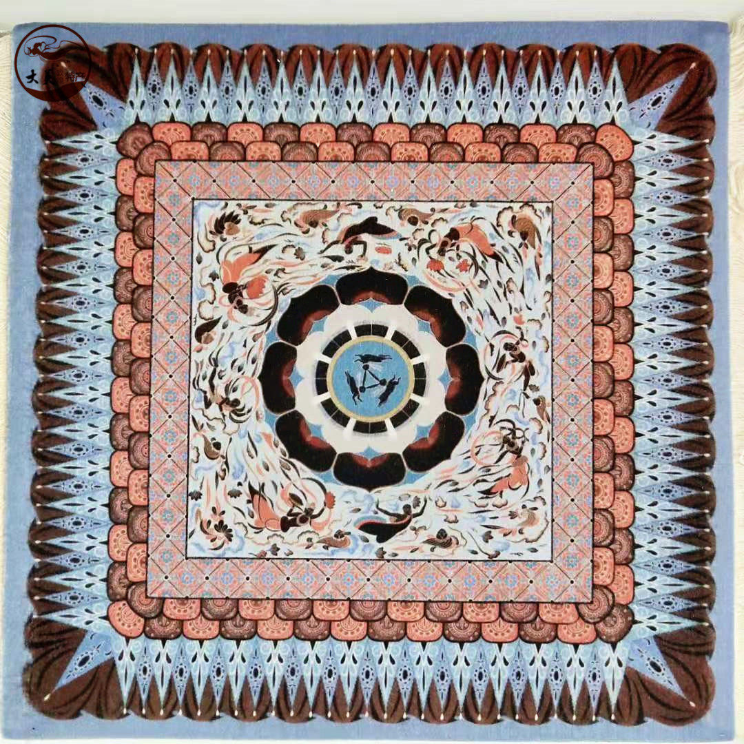 敦煌壁画藻井方形鼠标垫莫高窟茶杯杯垫复古波斯鼠标垫