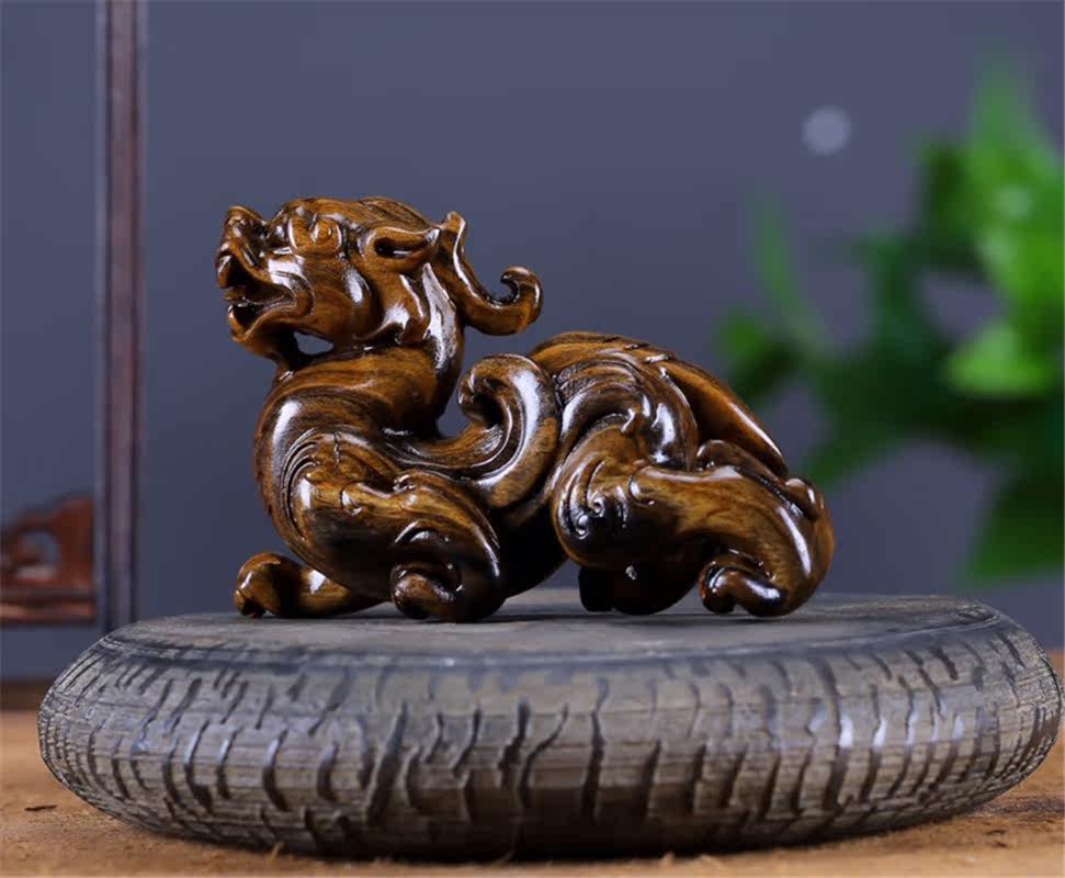 柿木雕刻汉代貔貅摆件中式工艺工艺品品瑞家居木雕