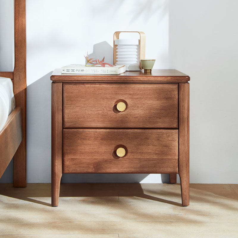 现代新中式实木床头床头柜柜子现代简约小储物柜卧室床头柜