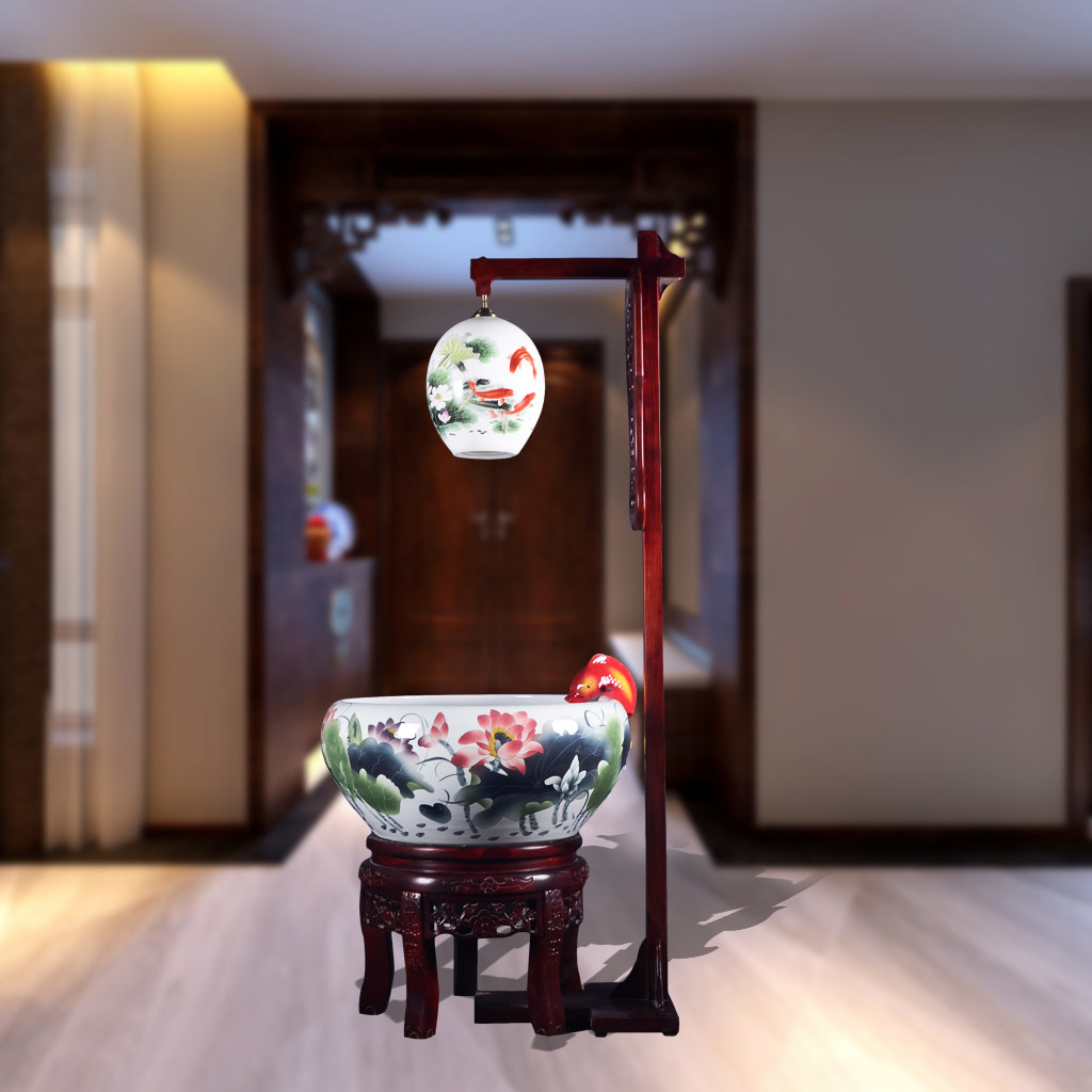 鱼缸包邮办公室过滤循环锦鲤观赏客厅景德镇金鱼缸桌面缸