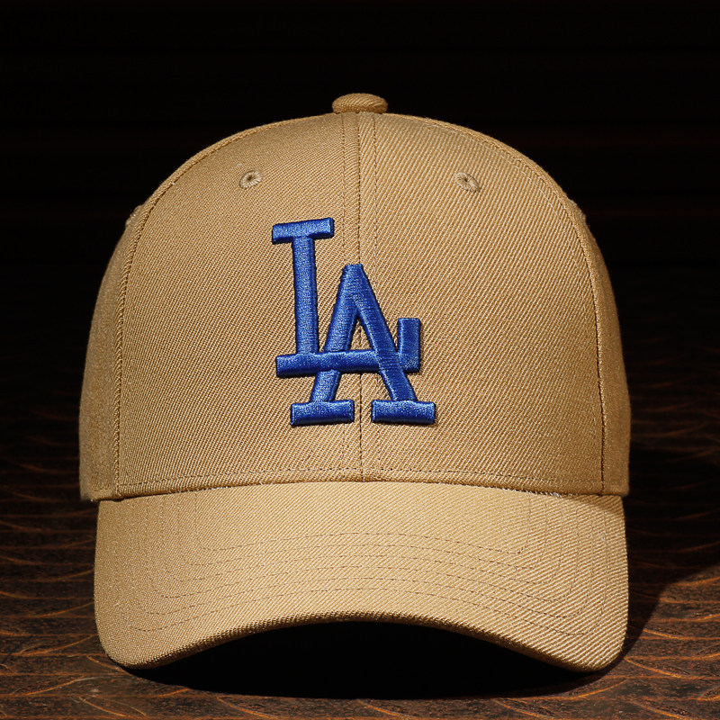 新款jvumlb棒球帽男女卡其色蓝标la帽子硬顶帽子