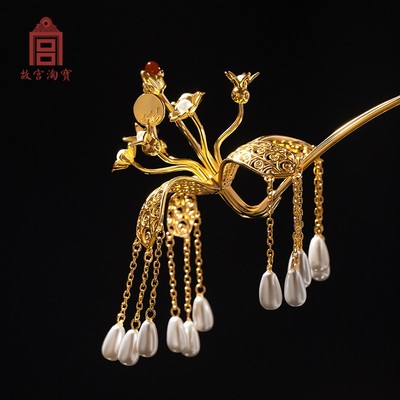 故宫淘宝金乌扶桑文创汉发簪步摇古风盘发流苏发饰 原价228元 现价元