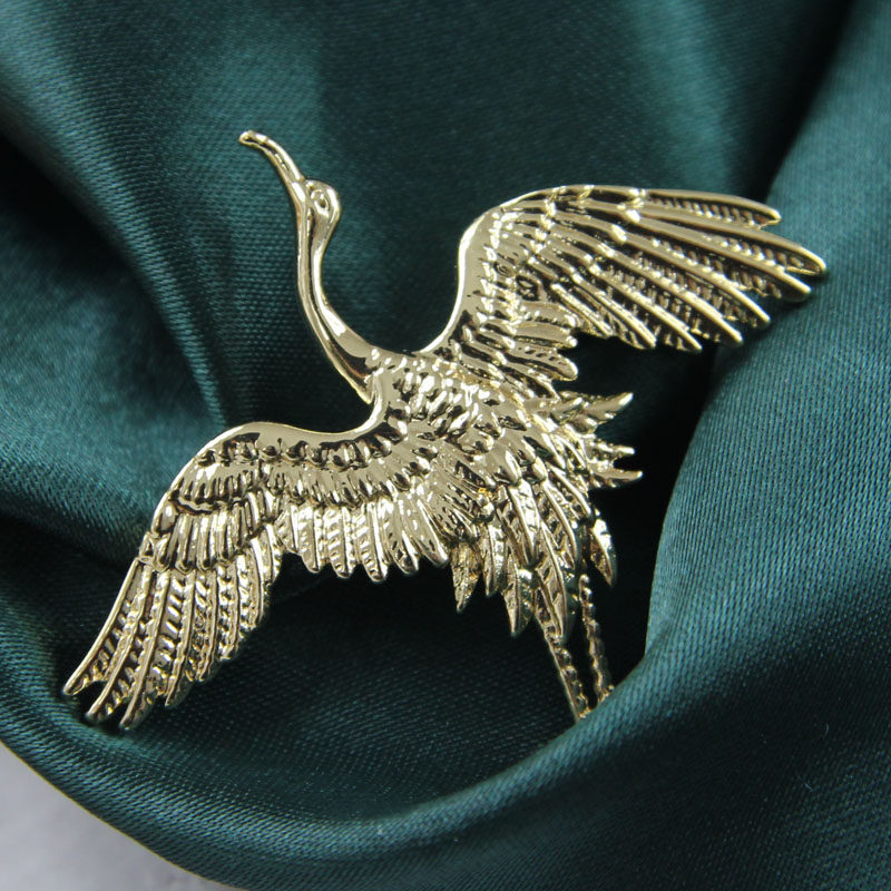 青岛外贸饰品古风民族风中国古典仙鹤胸针徽章胸针