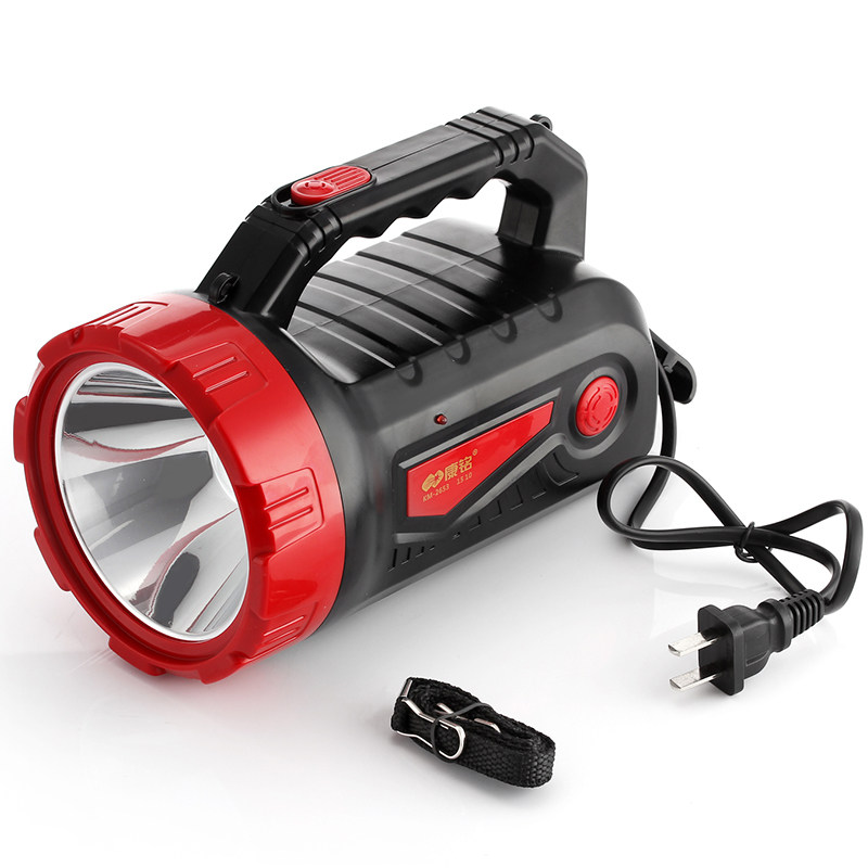 康铭led强光手电筒远射可充电超亮家用军远程手提灯大手电探照灯