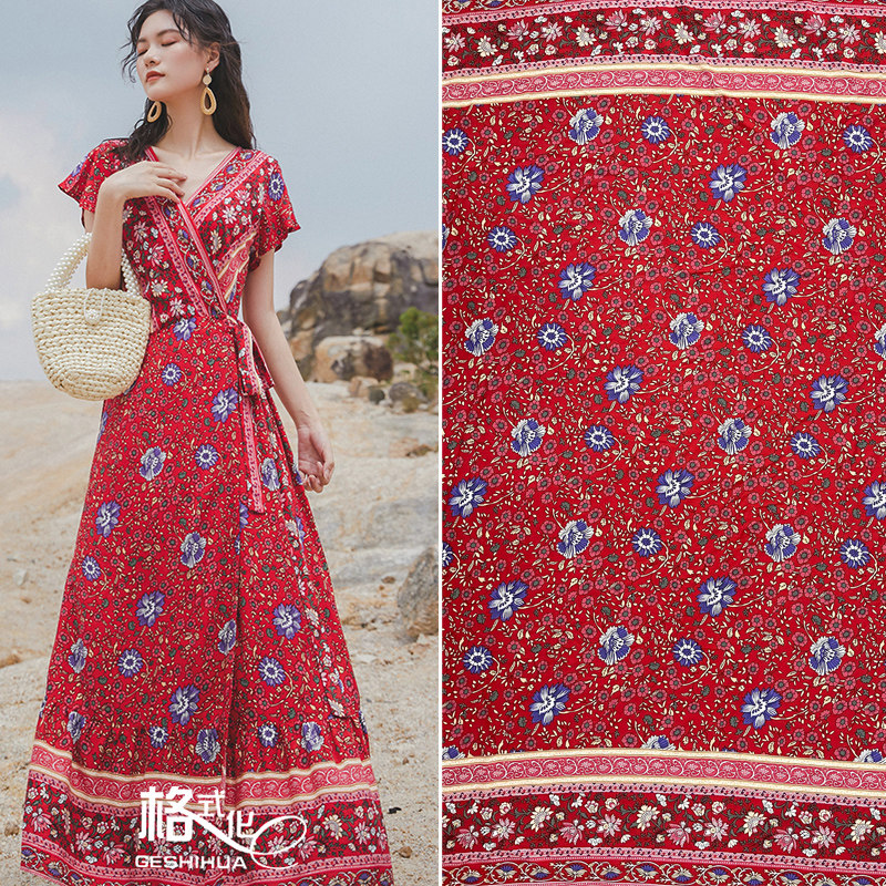 宝宝纯棉人造人造棉棉服装料碎花绵绸布料夏季海绵垫