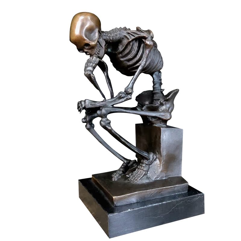 纯铜骷髅思想者雕塑工艺品客厅家居办公桌摆件