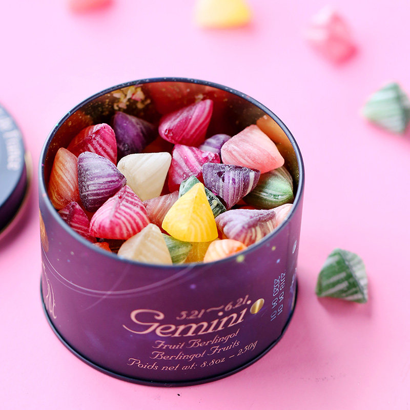 糖果法国罗伦双子座四角水果果味什锦彩色混合传统糖果