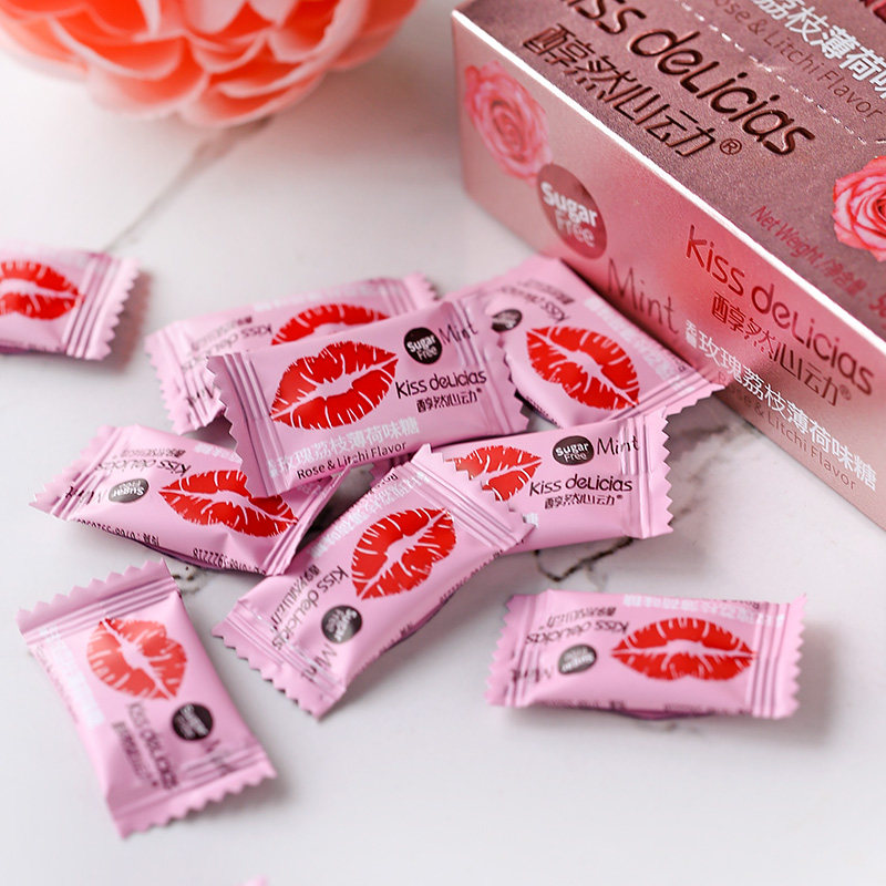 海亿kiss醇然心动玫瑰荔枝薄荷味糖无糖提网红接吻糖神凉糖压片糖