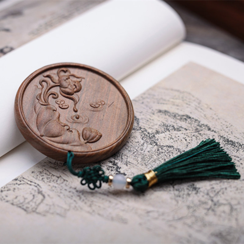 镜子教师节天然檀木古风雕刻化妆镜便携节日创意随身化妆镜